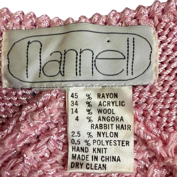 Collectible 1980s Nannell Hand Knit Pink Angora Blend Sweater Women’s M - Picture 2 of 6